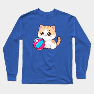 Cute Cat Playing Ball Long Sleeve T-Shirt